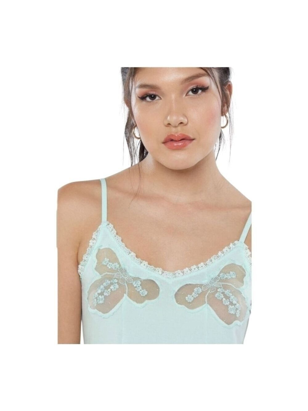 NWT Savage x Fenty A Peek Behind the Lace Cami Seashell Blue Size Small - Picture 2 of 4
